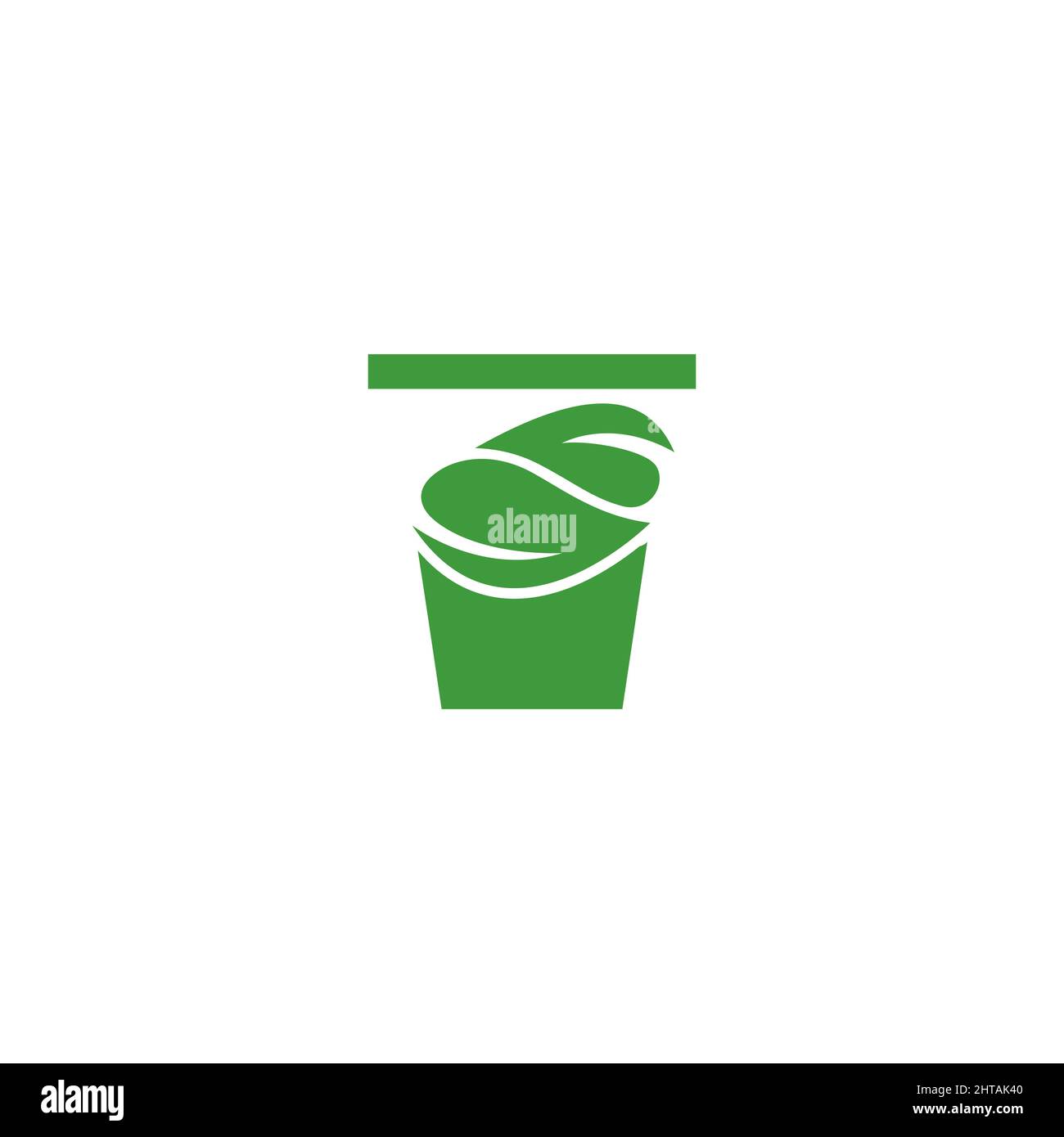 Logo Fresh Beverage. Simbolo della tazza verde. Modello vettoriale illustrazione azienda bevanda. Illustrazione Vettoriale