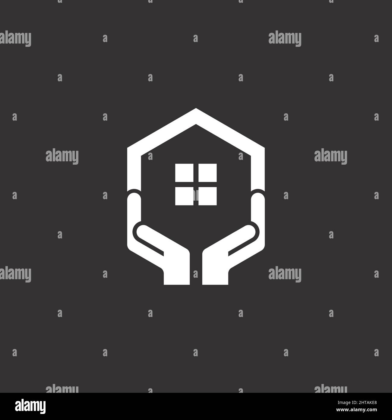 Modello vettoriale di ispirazione per il logo Home Safe. Illustrazione dell'icona della cura della casa Illustrazione Vettoriale