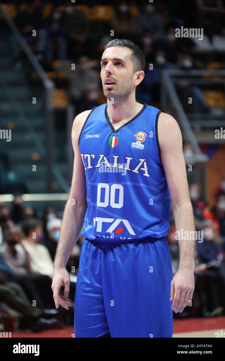 Amedeo della Valle (Italia) durante la Coppa del mondo FIBA 2023  qualificatori Italia vs. Islanda al Paladozza di Bologna, 27 febbraio 2022  - Foto: Michele Nucci Foto stock - Alamy