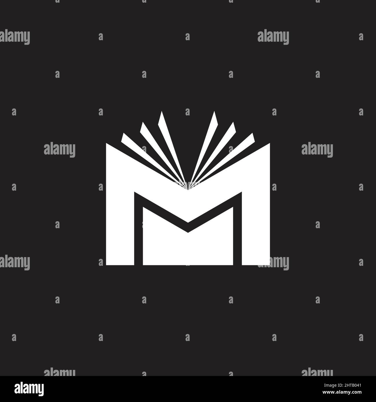 lettera m media vettore logo simbolo libro didattico Illustrazione Vettoriale