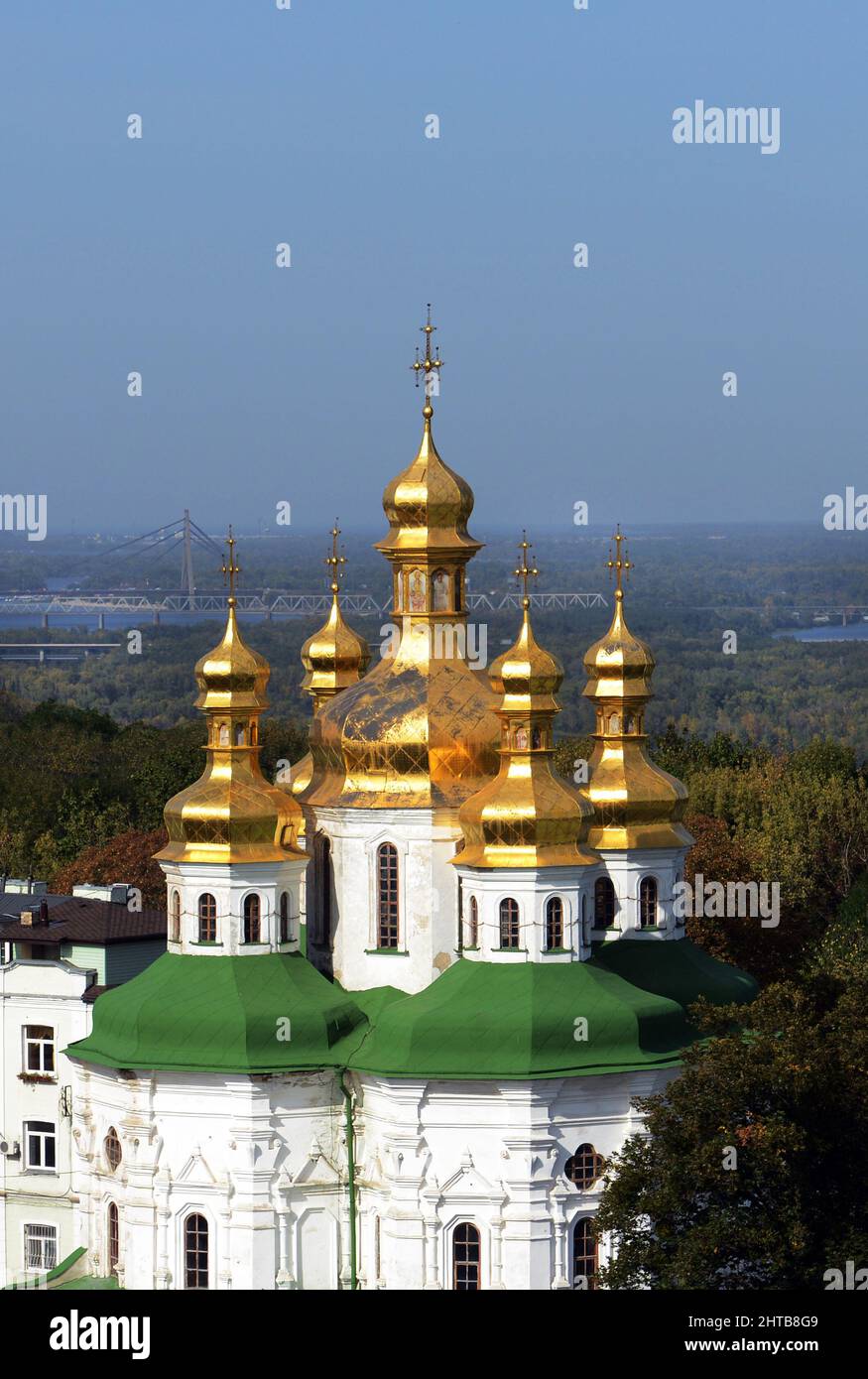 Cupole dorate del Kiev Pechersk Lavra a Kiev, Ucraina. Foto Stock