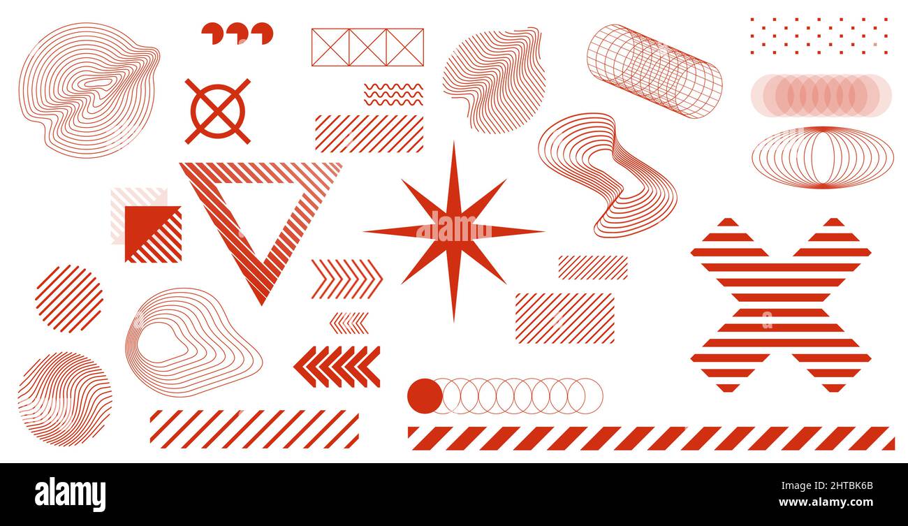Set di forme grafiche minimaliste. Memphis design Illustrazione Vettoriale