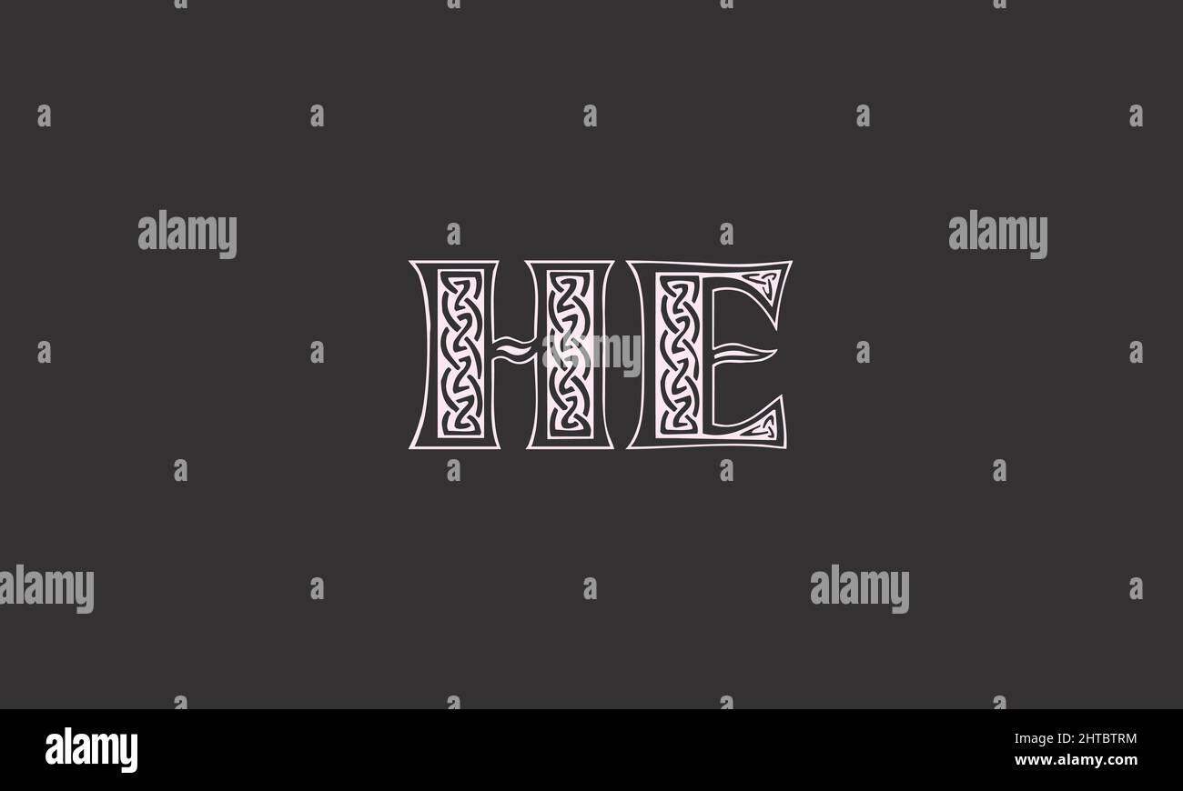 Lettere alfabetiche iniziali logo monogramma EH, HE, e e H. Illustrazione Vettoriale