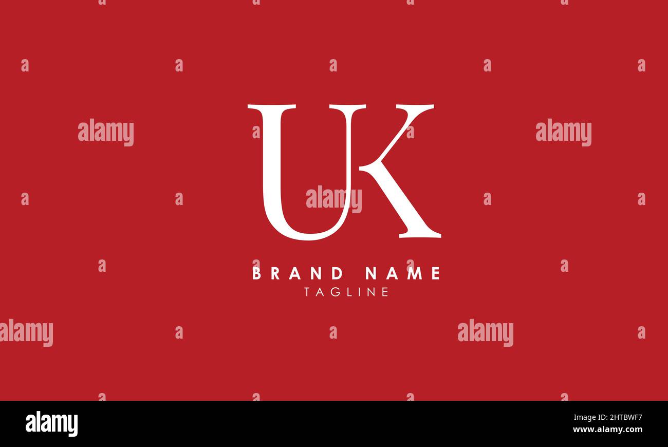 Lettere alfabetiche iniziali logo monogramma UK, KU, U e K. Illustrazione Vettoriale