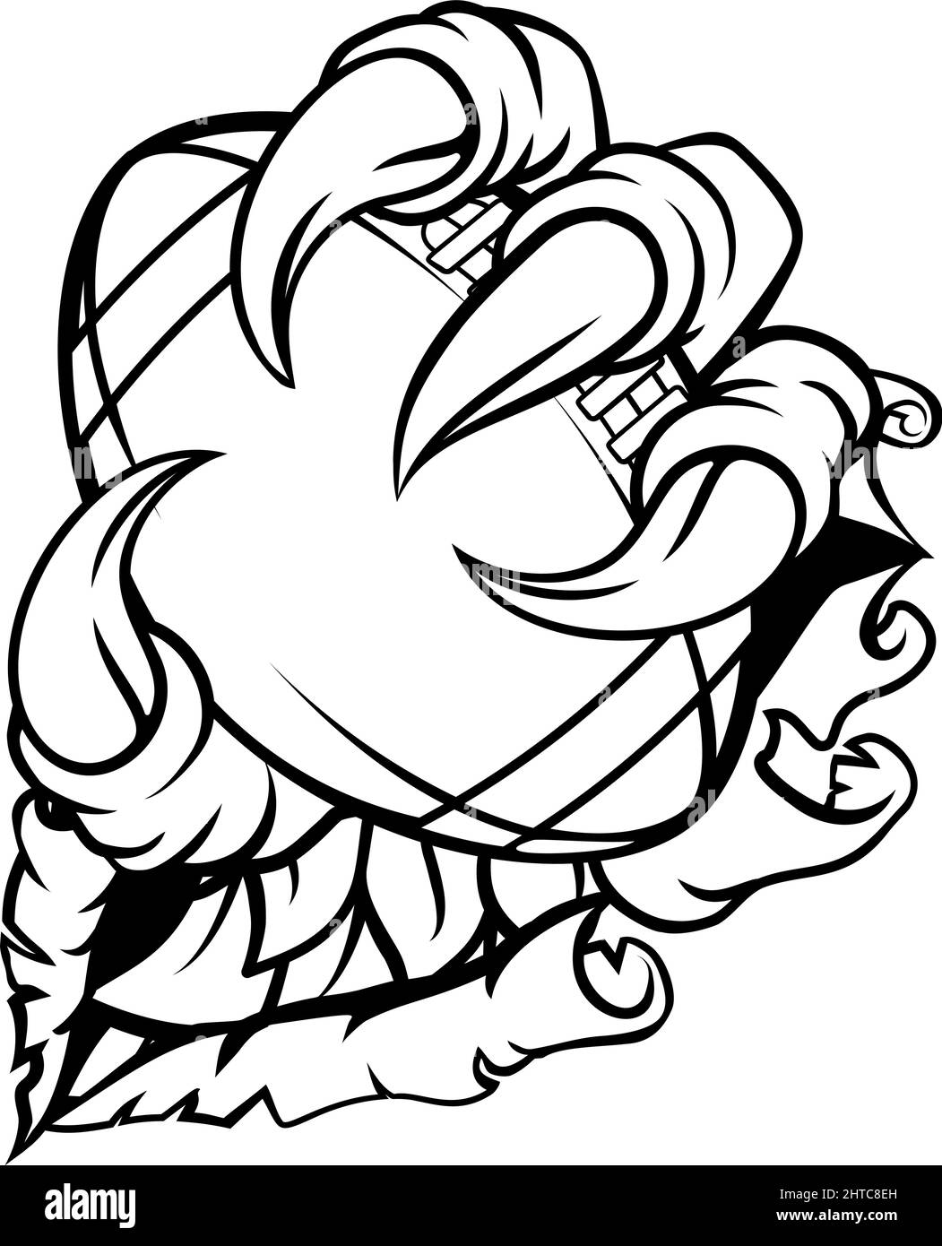 Tosatura strappare Claw Talons Holding Football Ball Illustrazione Vettoriale