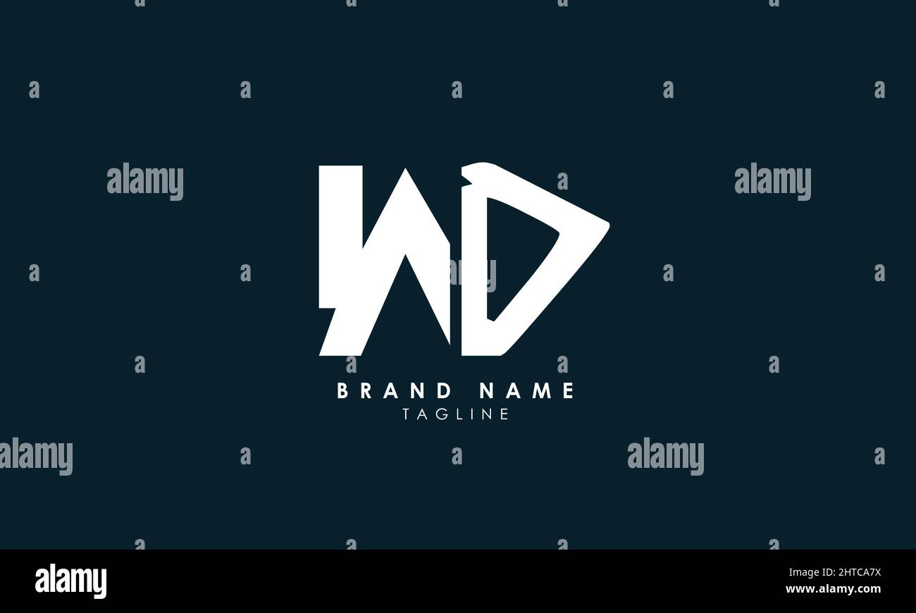Lettere alfabetiche iniziali logo monogramma WD, DW, W e D. Illustrazione Vettoriale