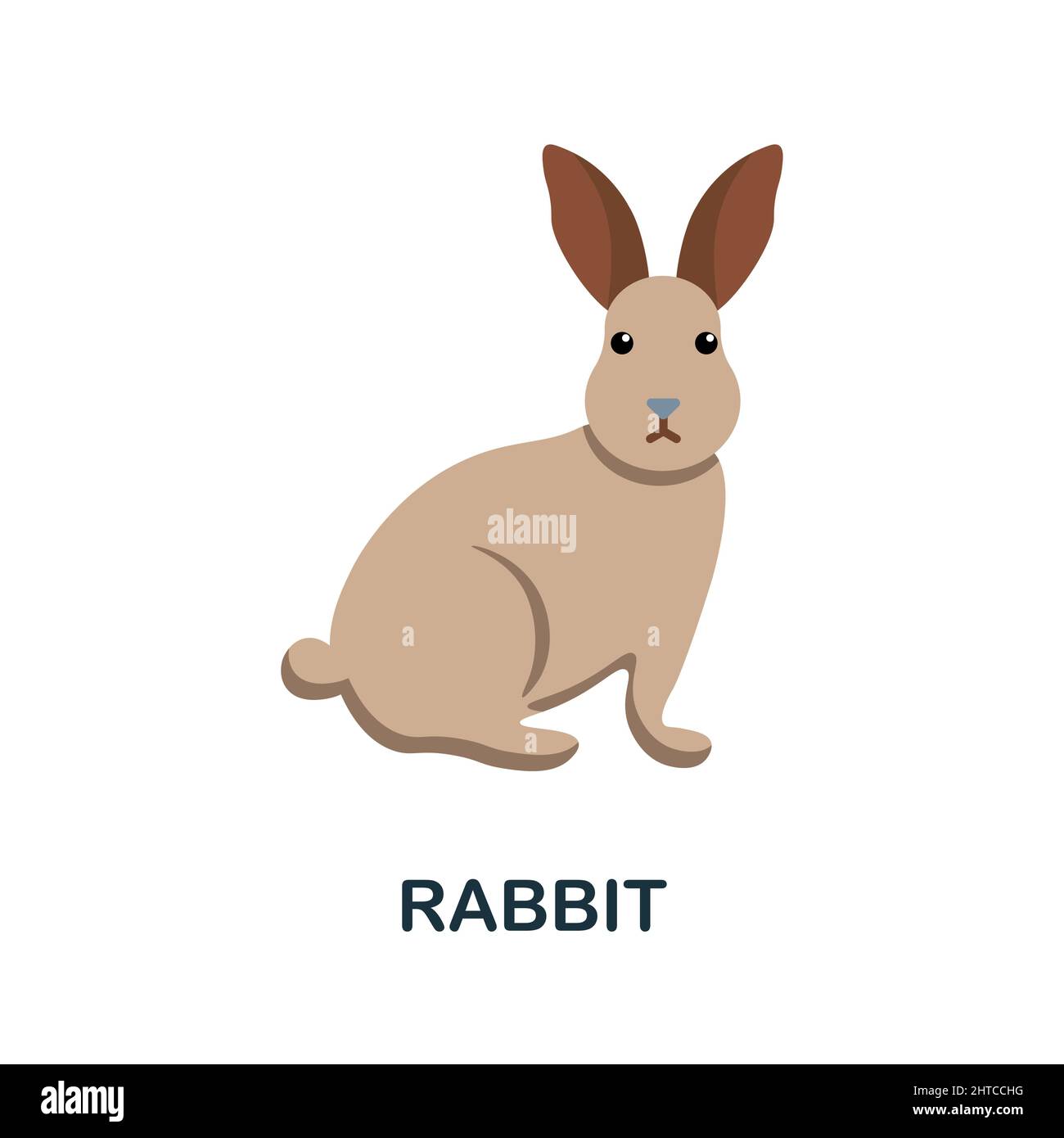 Icona di coniglio piatto. Segno colorato della collezione di animali da fattoria. Segno dell'icona del coniglio piatto per disegno di fotoricettore, infographics e più. Illustrazione Vettoriale