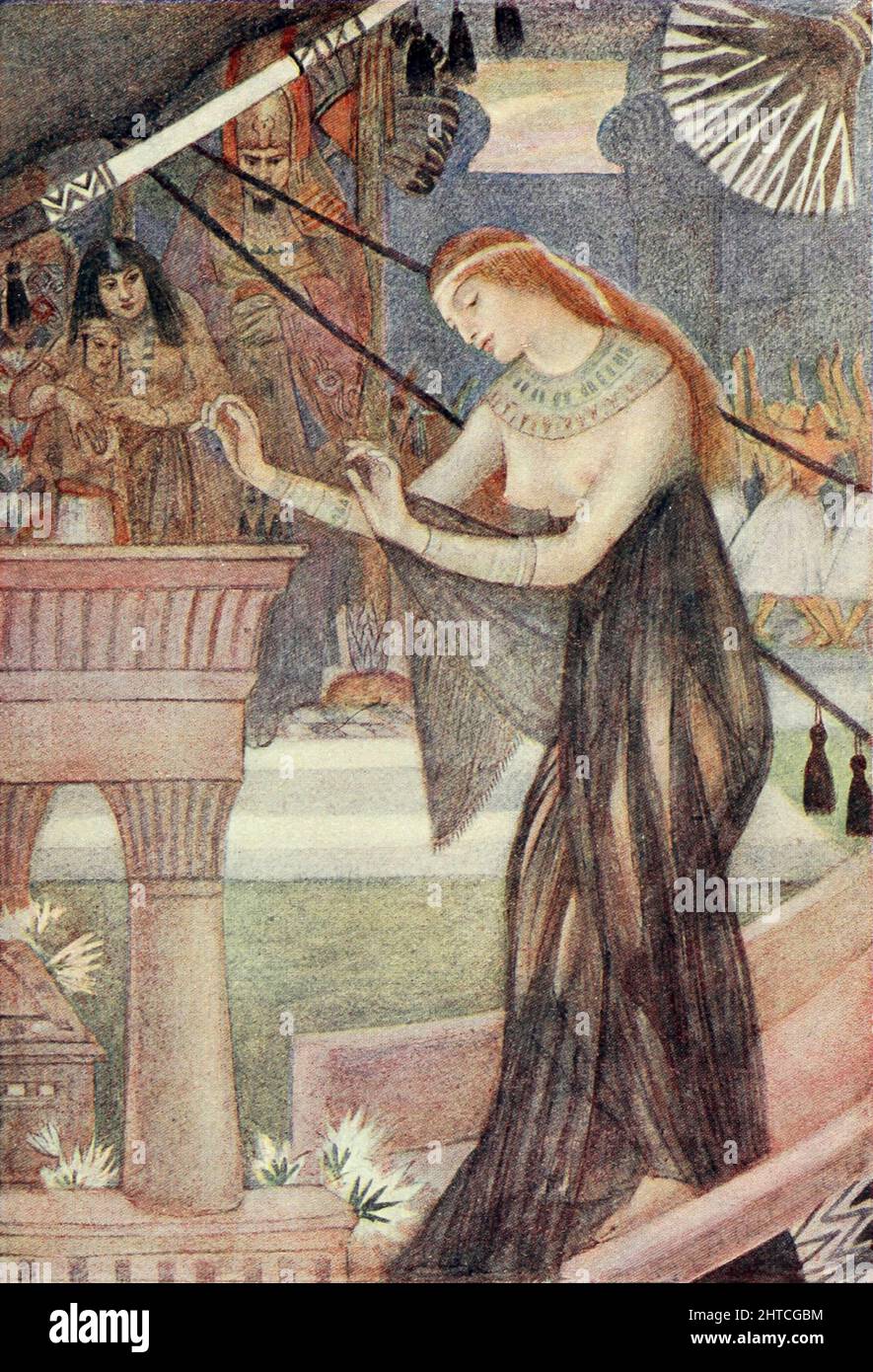 La partenza di Iside da Byblos di Evelyn Paul dal libro ' Miti e leggende : antico Egitto ' di Lewis Spence, pubblicato Boston : D.D. Nickerson 1910 Foto Stock