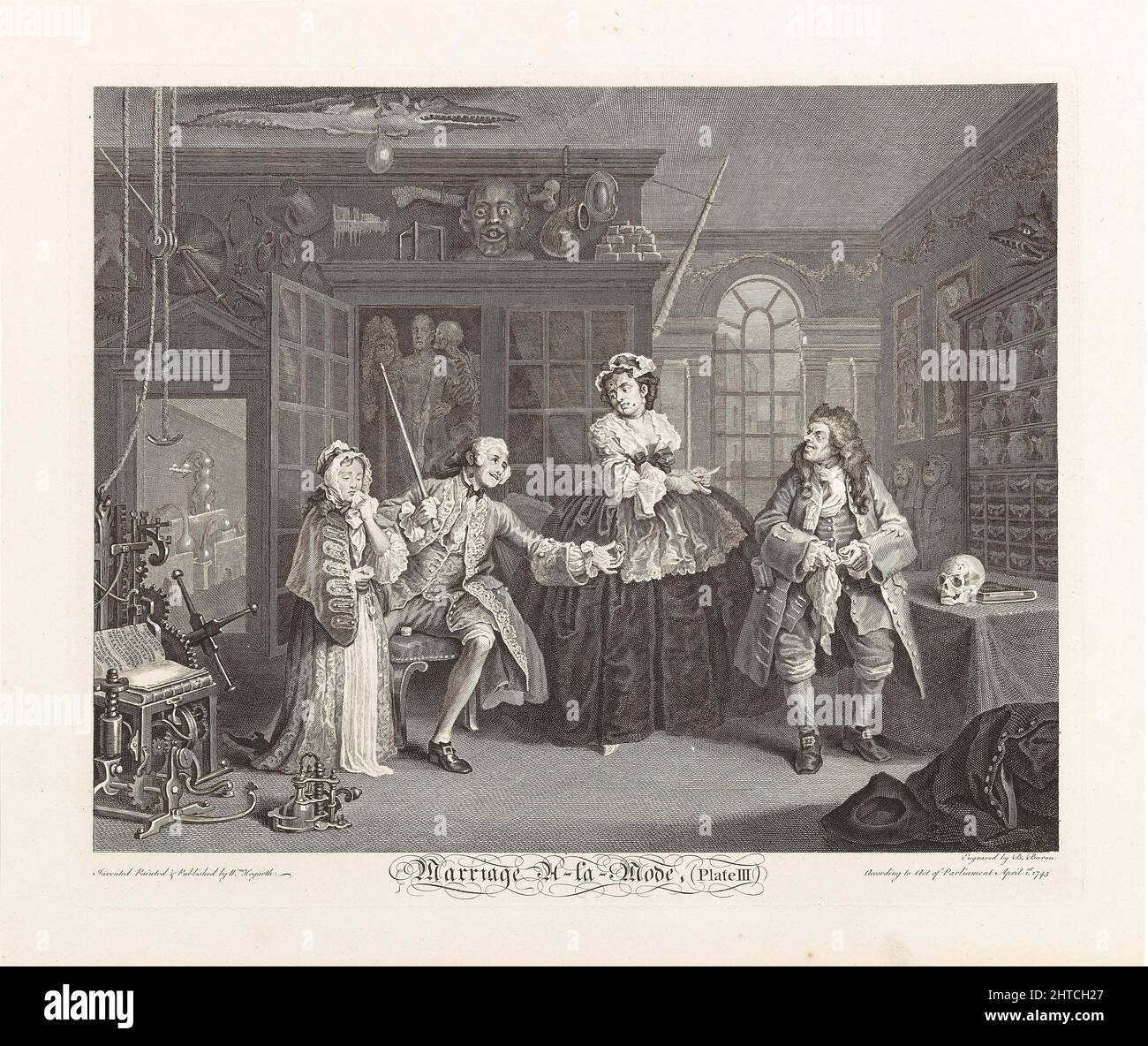 Matrimonio a la Mode. Piastra III: Ispezione, 1745. Collezione privata. Foto Stock