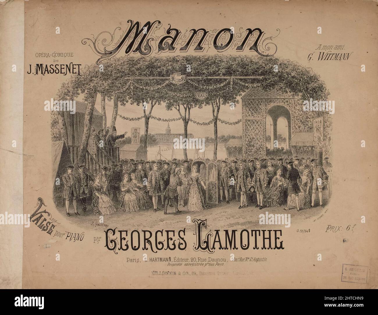 Copertina della partitura dell'opera Manon di J. Massenet, ca 1884. Collezione privata. Foto Stock