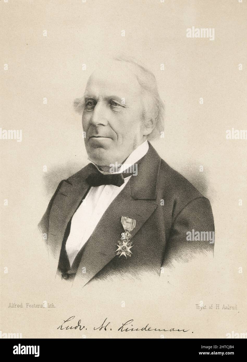 Ritratto dell'organista e compositore Ludvig Mathias Lindeman (1812-1887). Collezione privata. Foto Stock
