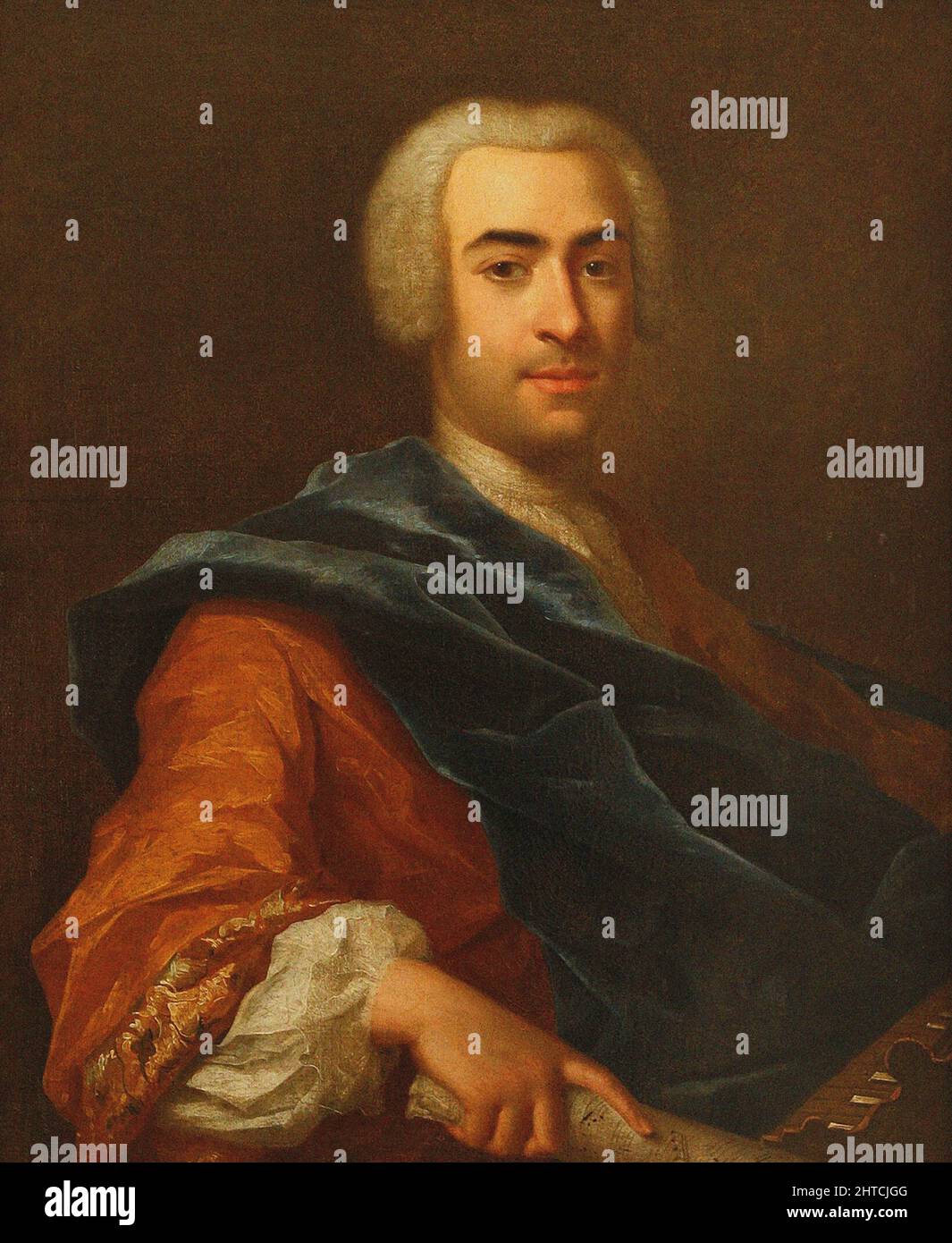 Ritratto del direttore e compositore Francesco Araja (1709-1770), metà dei 18th cen. Trovato nella collezione del M. Glinka state Central Museum of Music, Mosca. Foto Stock