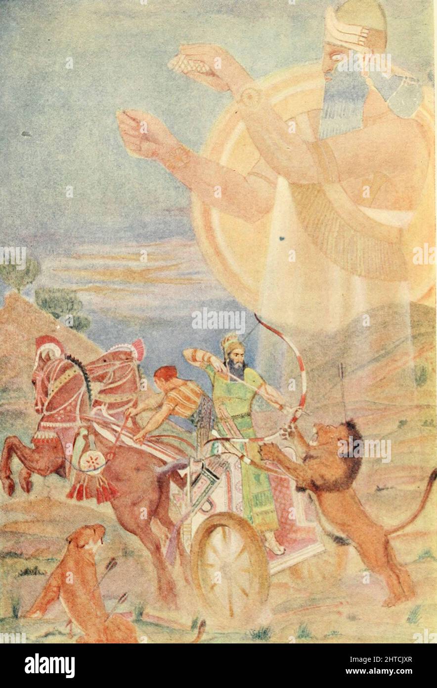 Tiglath-Pileser i regia di Ninib di Evelyn Paul Tiglath-Pileser i era un re di Assiria durante il periodo Medio Assiro (1114–1076 a.C.). Secondo Georges Roux, Tiglath-Pileser era 'uno dei due o tre grandi monarchi assiri fin dai tempi di Shamshi-Adad i'. Era conosciuto per le sue 'campagne militari di ampia portata, il suo entusiasmo per i progetti di costruzione e il suo interesse per le collezioni di tavolette cuneiformi'. Sotto di lui, Assiria divenne il potere principale dell'antico Vicino Oriente, una posizione che il regno mantenne in gran parte per i successivi cinquecento anni. Espanse il controllo assiro in Anato Foto Stock