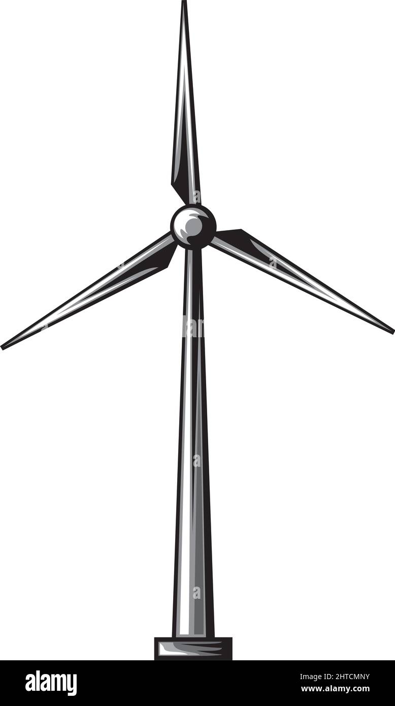 Illustrazione vettoriale della turbina eolica (mulino a vento) Illustrazione Vettoriale