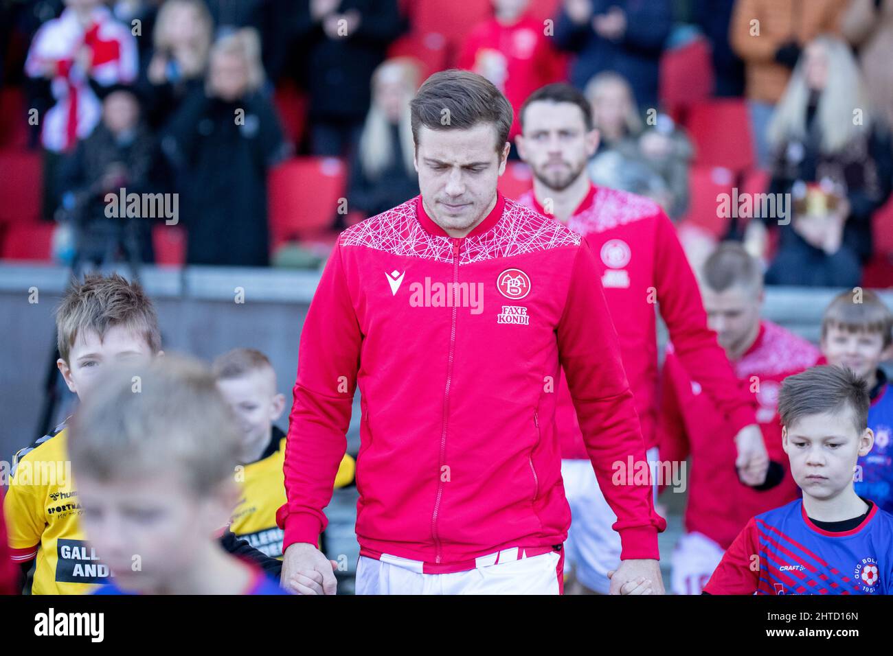 Aalborg, Danimarca. 27th Feb 2022. Frederik Borsting (25) di AAB visto durante la partita Superliga del 3F tra Aalborg Boldklub e Silkeborg SE all'Aalborg Portland Park di Aalborg. (Photo Credit: Gonzales Photo/Alamy Live News Foto Stock