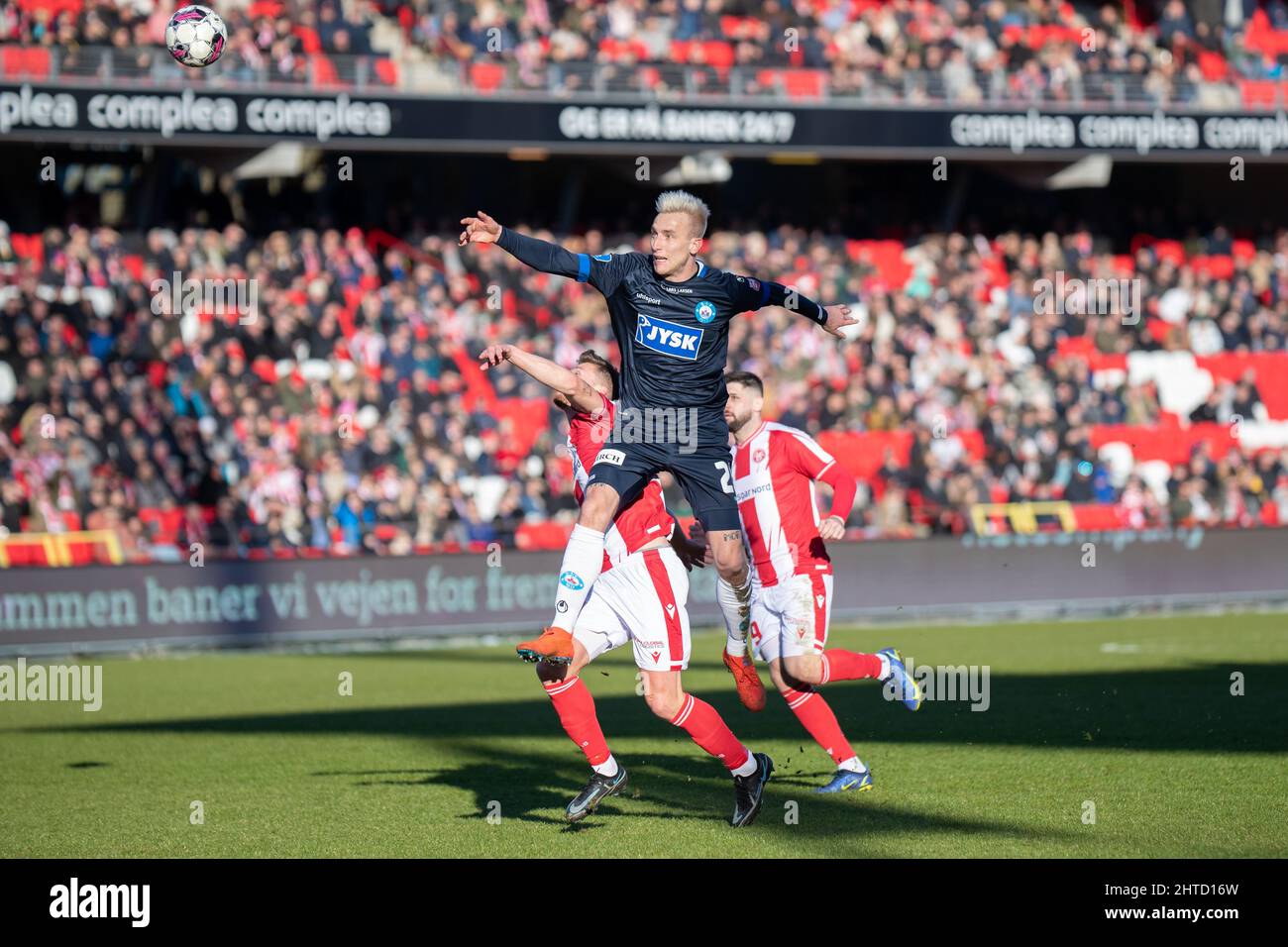 Aalborg, Danimarca. 27th Feb 2022. Tobias Salquist (20) di Silkeborg SE visto durante la partita Superliga del 3F tra Aalborg Boldklub e Silkeborg SE all'Aalborg Portland Park di Aalborg. (Photo Credit: Gonzales Photo/Alamy Live News Foto Stock