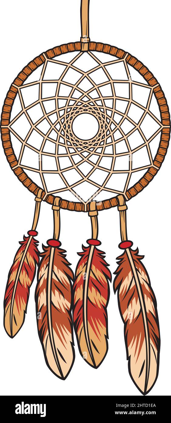 Illustrazione vettoriale del talismano indiano nativo americano dreamcatcher Illustrazione Vettoriale