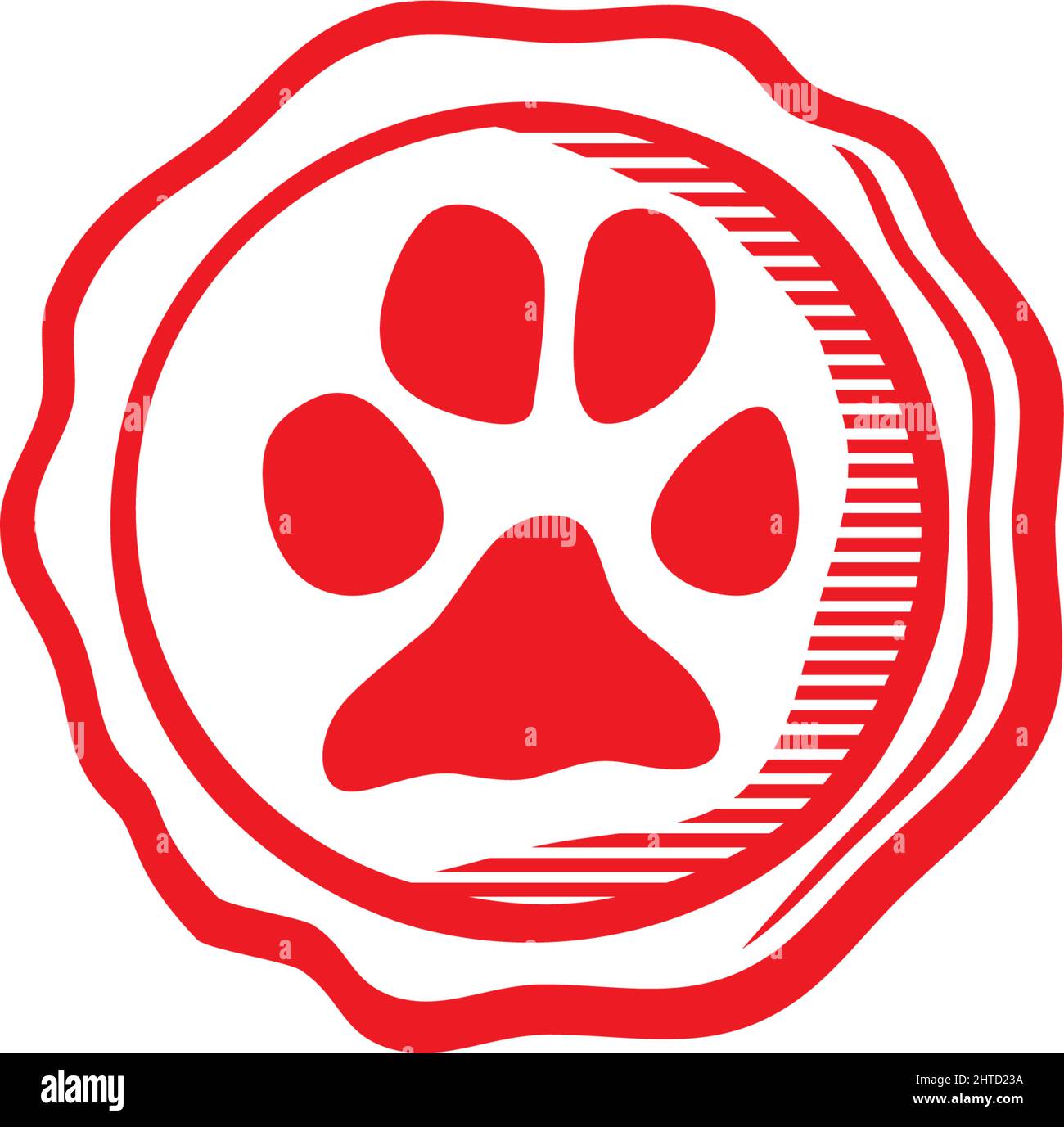 Icona del segno zampa animale (timbro in gomma con impronta del cane). Illustrazione vettoriale. Illustrazione Vettoriale