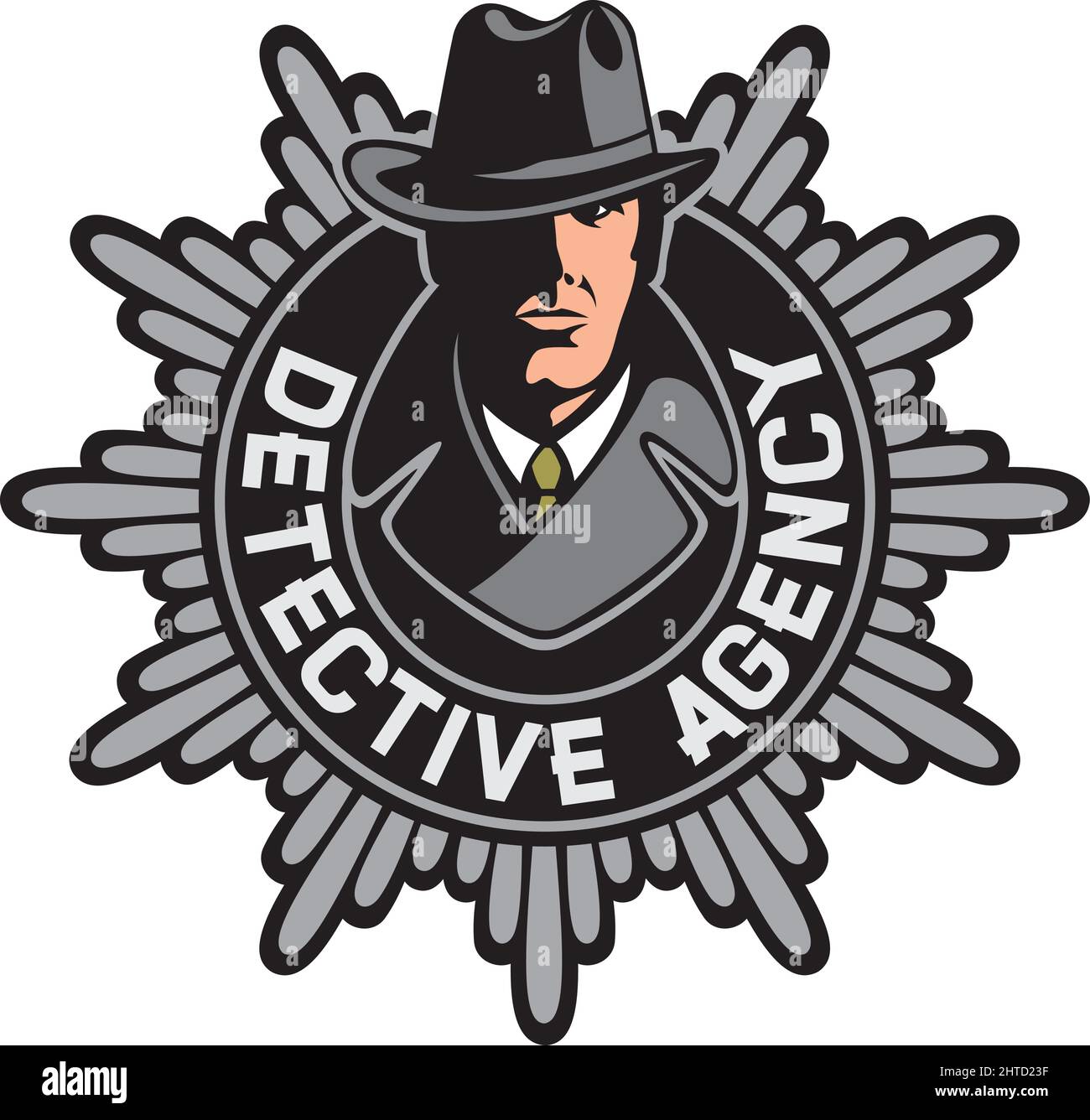 Agenzia privata detective etichetta vettore illustrazione Illustrazione Vettoriale