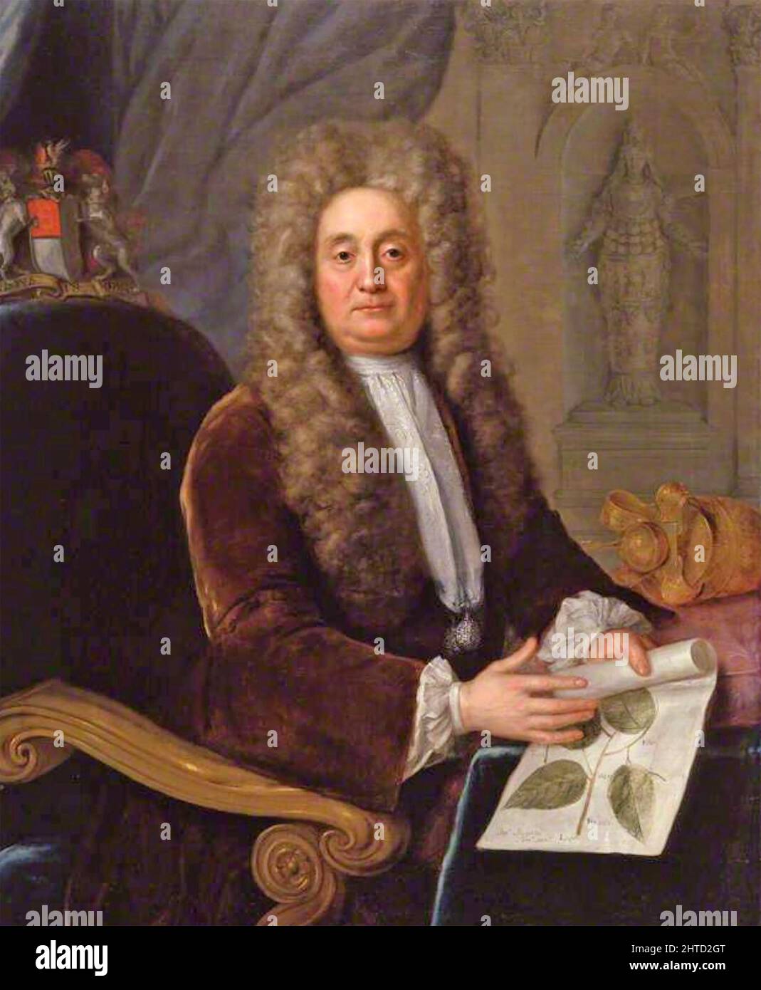 HANS SLOANE (1660-1753) medico anglo-irlandese, naturalista e collezionista. Pittura di Stephen Slaughter , 1736 Foto Stock