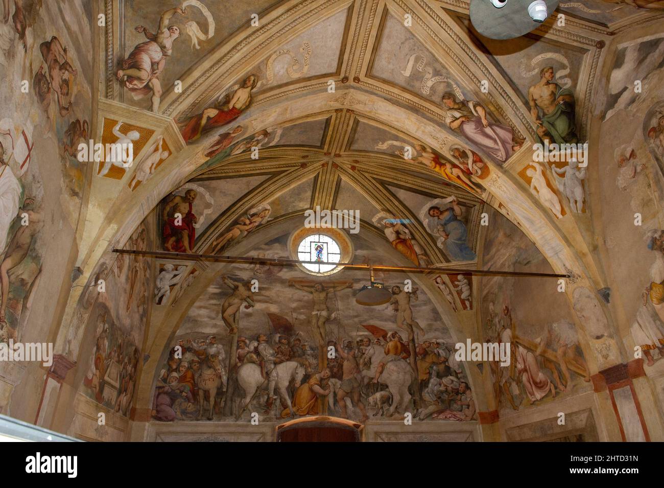 Italia, Lombardia, Lago d'Iseo, Lago di Sebino, Pisogne, Santa Maria della neve, affreschi di Girolamo Romani dice Romanino nel 1534 Foto Stock