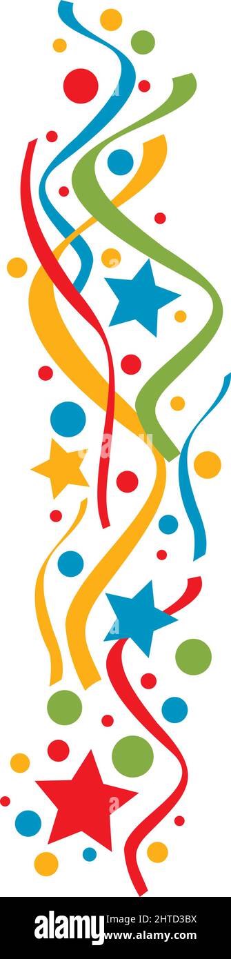 Curling streamers e design vettoriale confetti Illustrazione Vettoriale