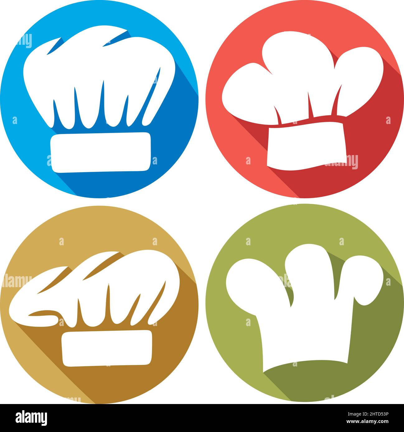Chef cappello icone piatte illustrazione vettoriale Illustrazione Vettoriale