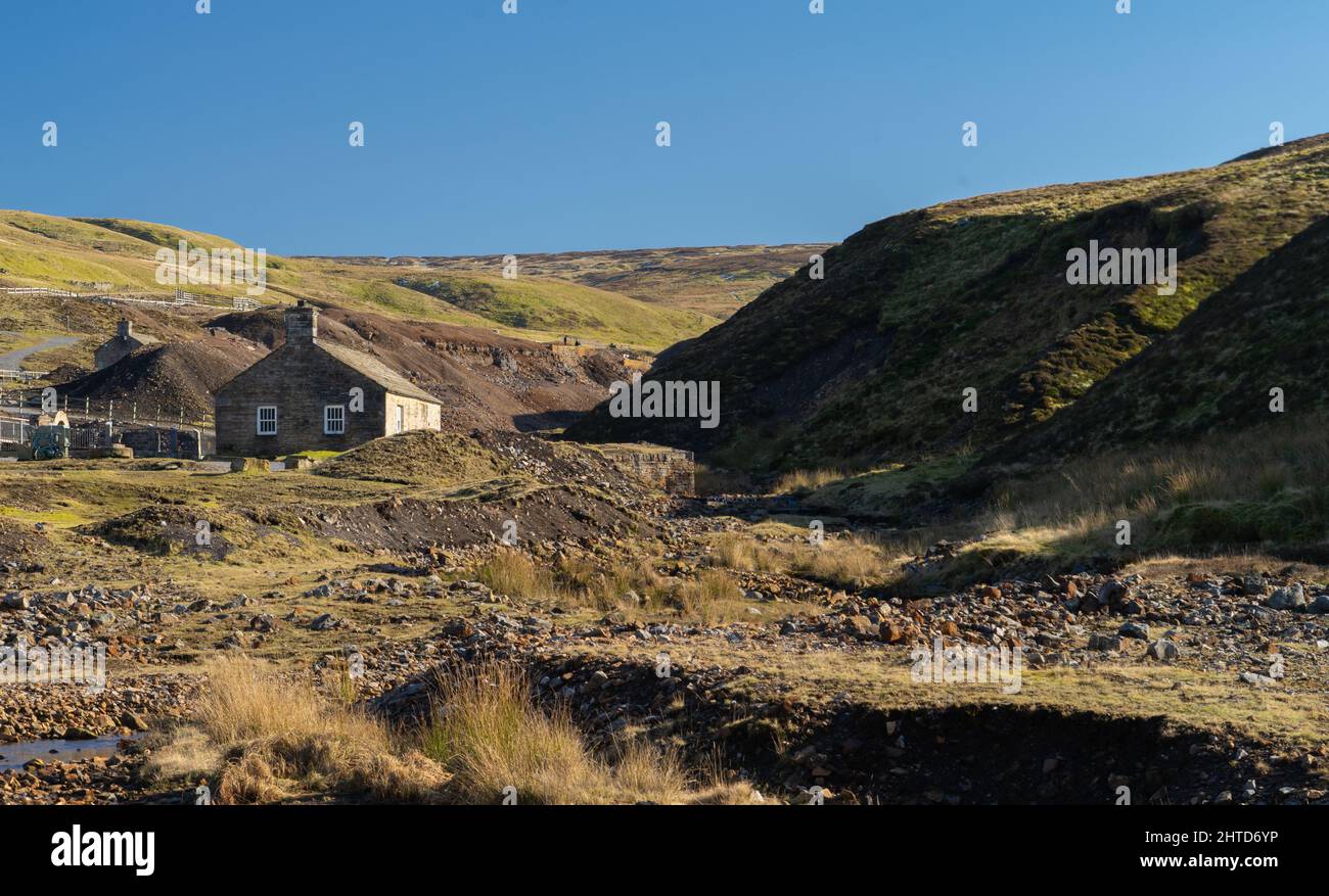 Il paesaggio di Nenthead, Cumbria, è stato modellato dalla storica miniera di piombo nella zona Foto Stock