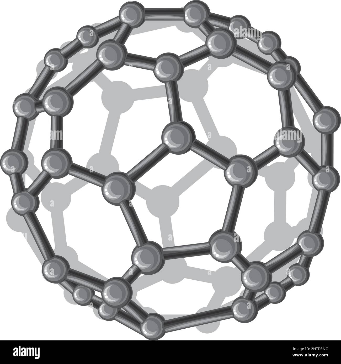 La struttura molecolare dell'illustrazione vettoriale di C60 Bucky-ball Illustrazione Vettoriale
