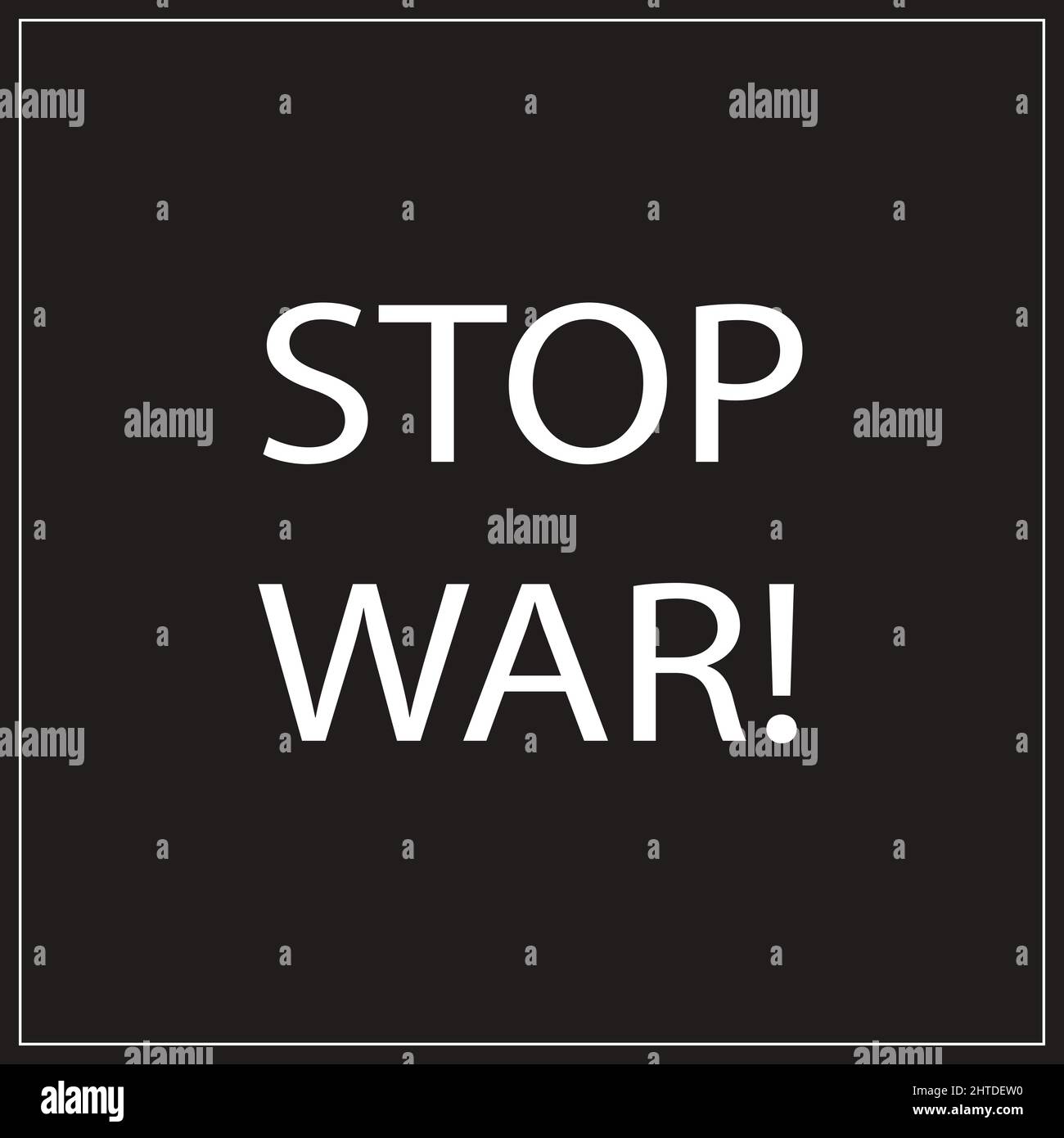 Piazza nera con l'iscrizione STOP WAR. Illustrazione vettoriale. Illustrazione Vettoriale