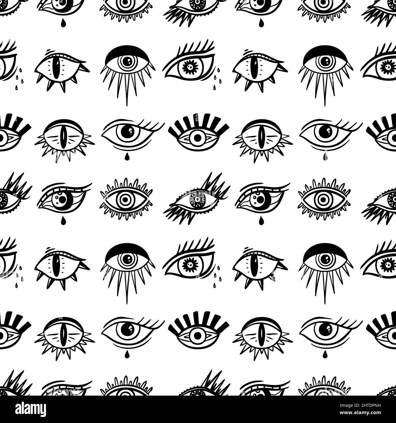 Il male vedere occhio simbolo. Emblema mistico occulto, disegno grafico. Illustrazione Vettoriale