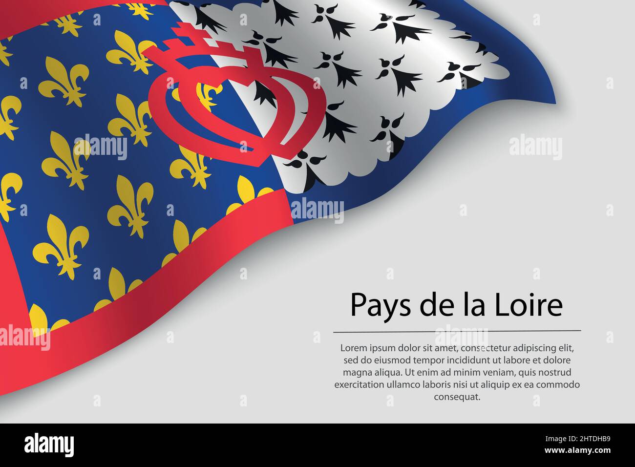 La bandiera delle onde dei Pays de la Loire è una regione della Francia. Modello vettoriale banner o nastro Illustrazione Vettoriale