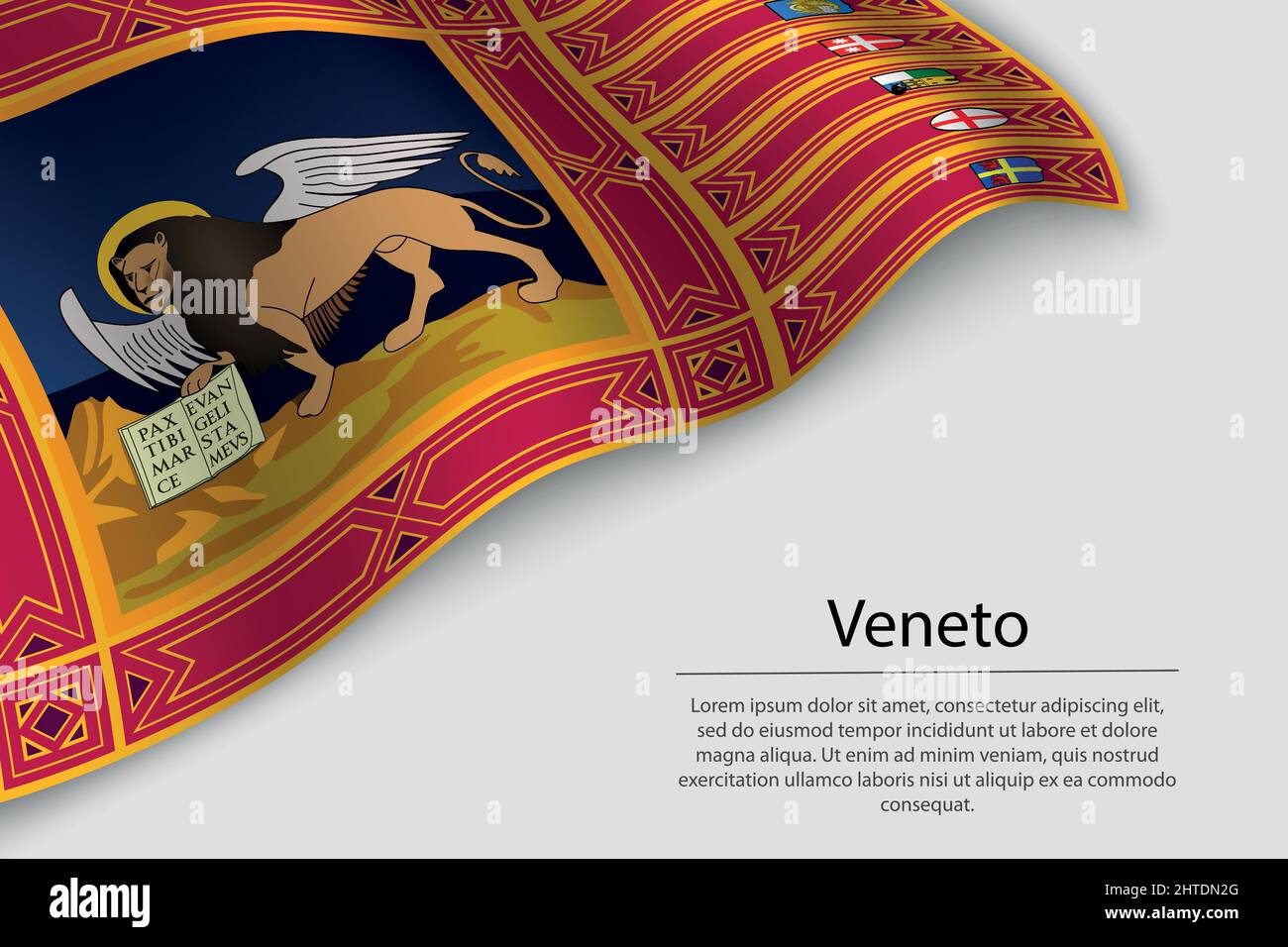 La bandiera delle onde del Veneto è una regione d'Italia. Modello vettoriale banner o nastro Illustrazione Vettoriale