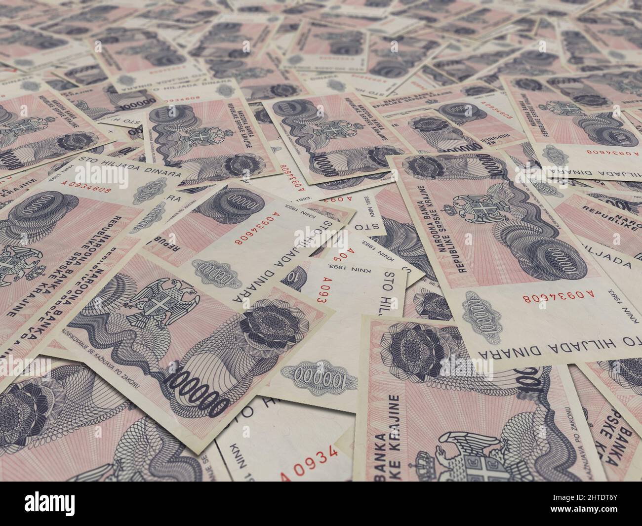 Banconote del 1990s della Krajina serba protostata Foto Stock