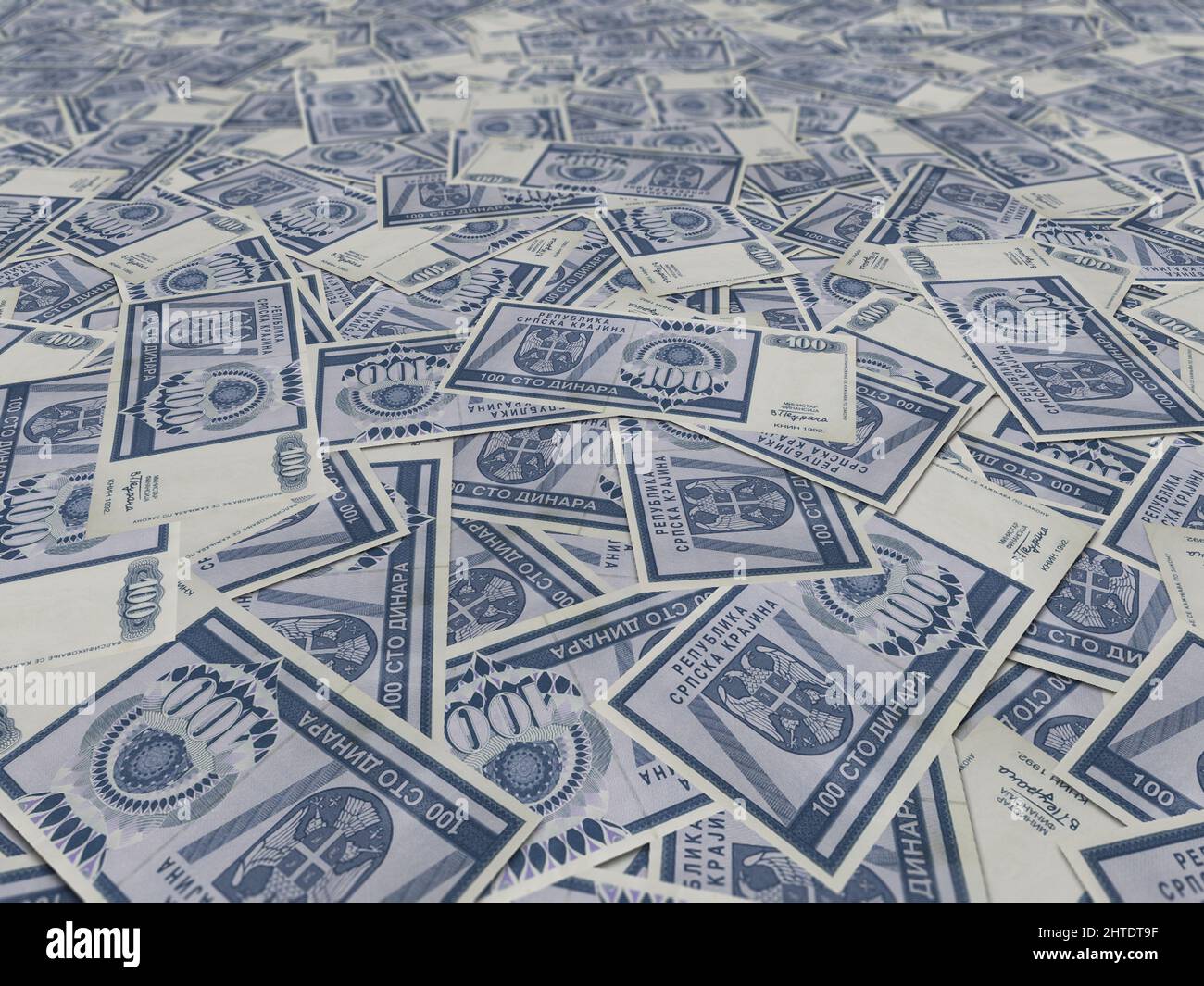 Banconote del 1990s della Krajina serba protostata Foto Stock