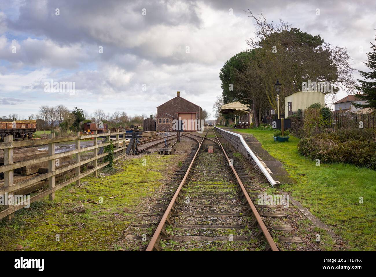 Dunster Station sulla West Somerset Heritage Railway, Dunster, Somerset, Inghilterra. Foto Stock