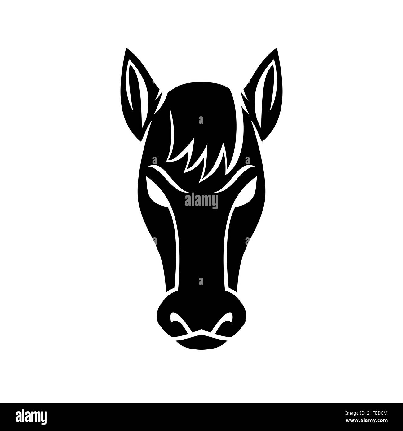 Illustrazione di uno stallone bronco mustang sfondo isolato in stile retrò bianco e nero Foto Stock