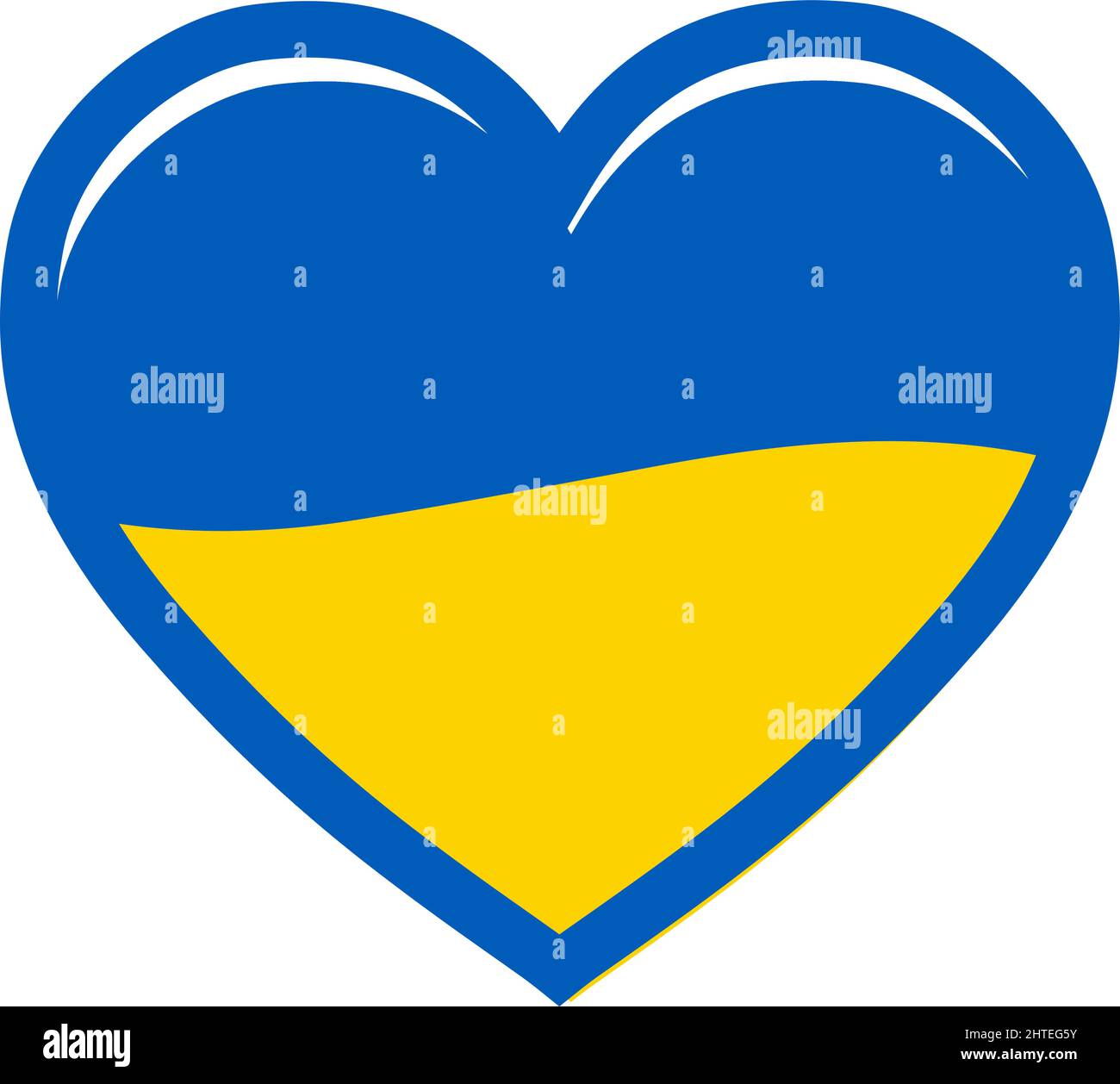 Icona bandiera Ucraina a forma di cuore isolato su bianco. Salvare il concetto di Ucraina. Vettore ucraino simbolo, icona, pulsante.-SupplementalCategories+=immagini Illustrazione Vettoriale