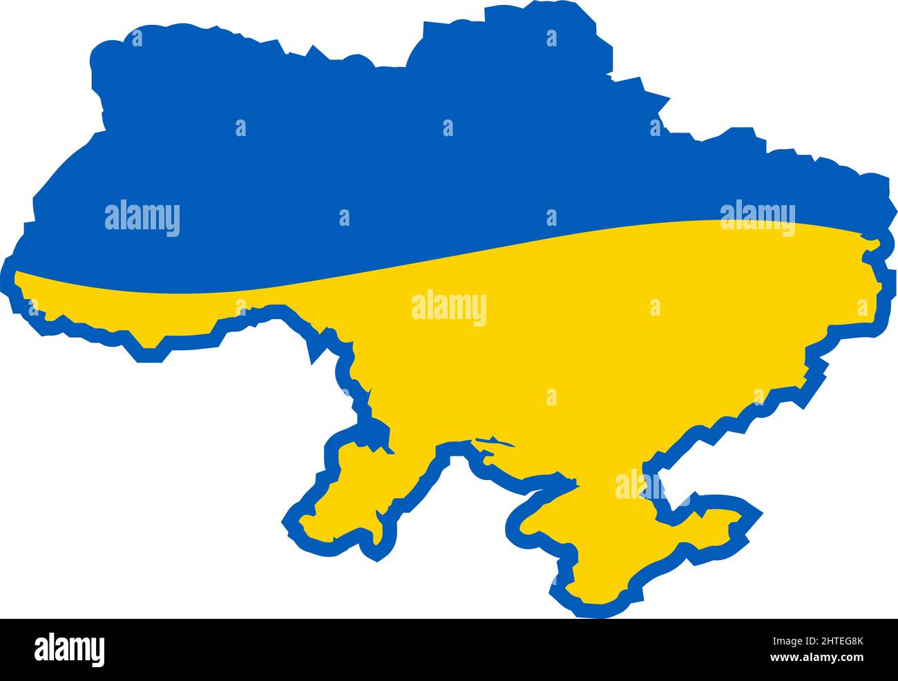 Mappa del territorio dell'Ucraina in colori blu e giallo. Gloria all'Ucraina. Stato indipendente, colore dello stato, colore giallo-blu ucraino.-SupplementalCategor Illustrazione Vettoriale