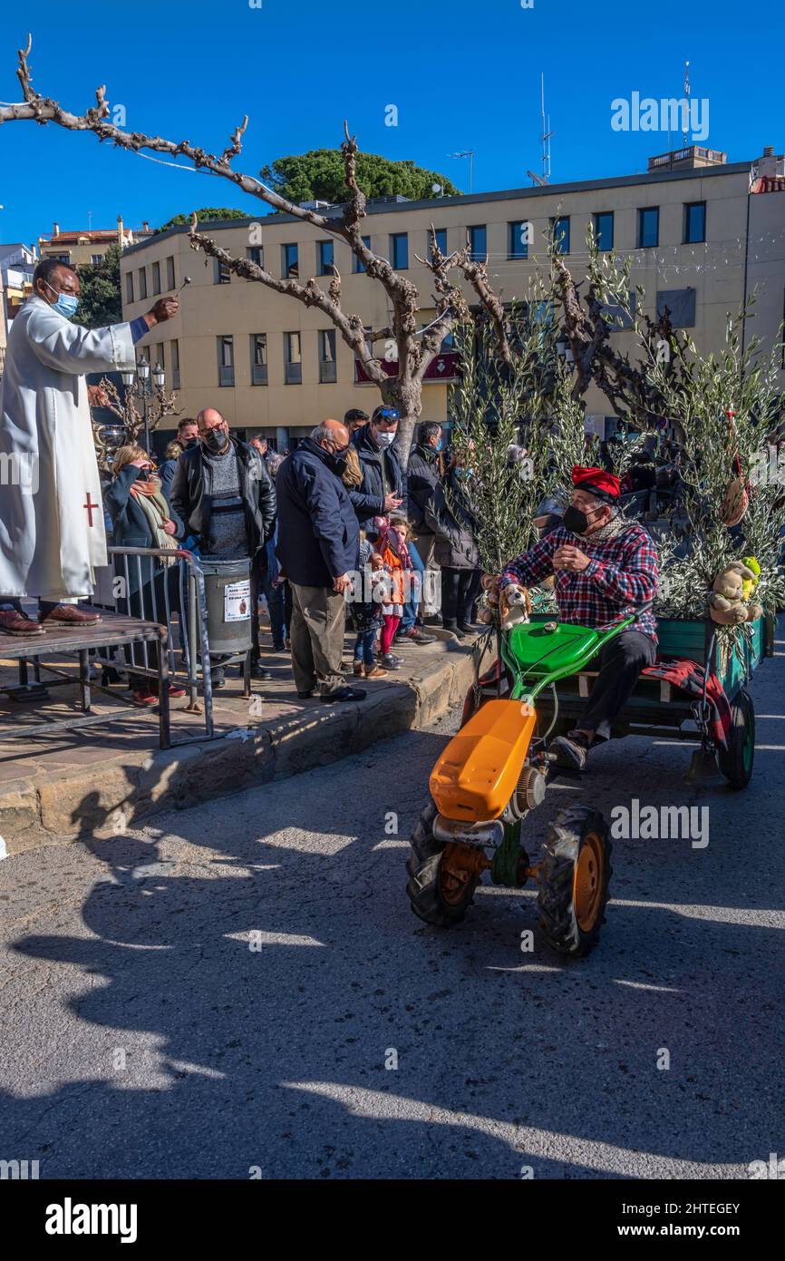 Sfilata del giorno di Sant Antoni, Sant Feliu de Codines, Catalogna, Spagna. Foto Stock