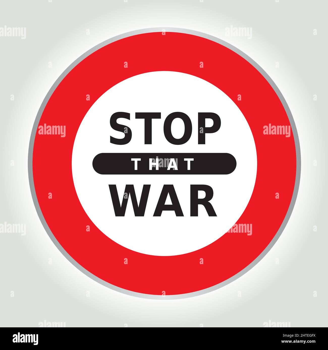 Stop that War Road Sign Red and White, Simple Design Illustrazione Vettoriale