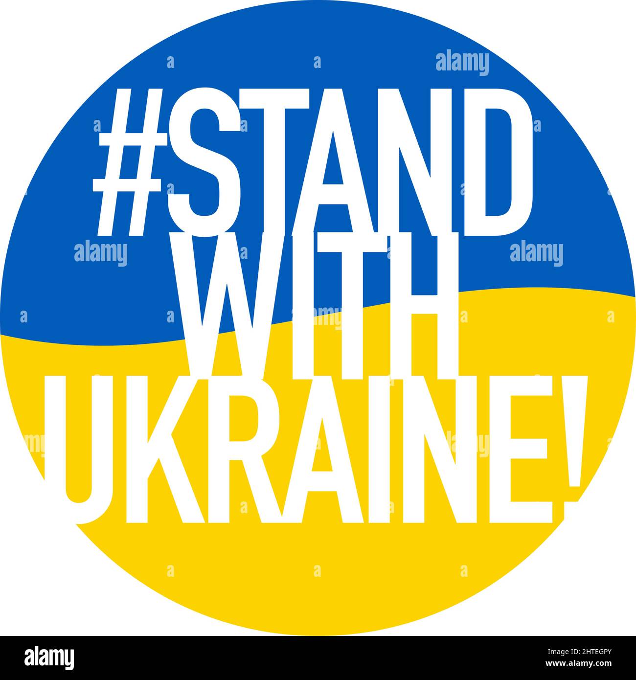 Stand con la scritta Ucraina sul badge bandiera. Icona di sostegno per le persone a Kiev e in Ucraina. Resta forte insieme. Simbolo patriottico, icona-SupplementalCat Illustrazione Vettoriale