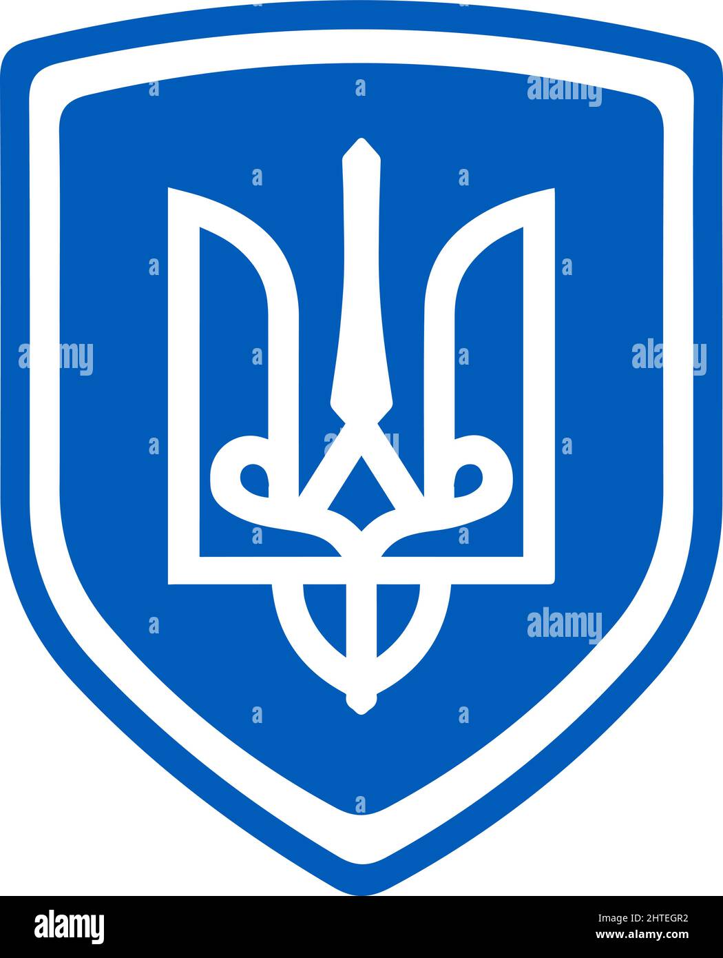Stemma dell'Ucraina su scudo blu-SupplementalCategories+=immagini Illustrazione Vettoriale