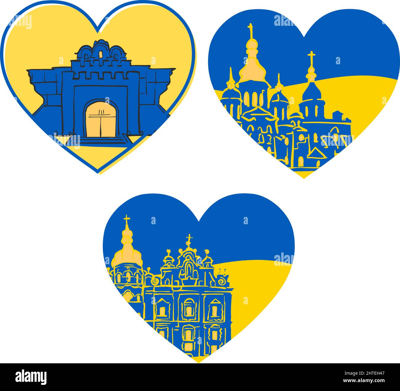 Icona della bandiera del vento ondulata. Allarme blu-giallo. Icona di sostegno per Kyiv e Ucraina. Resta forte insieme. Simbolo patriottico, icona.-SupplementalCategories+ Illustrazione Vettoriale