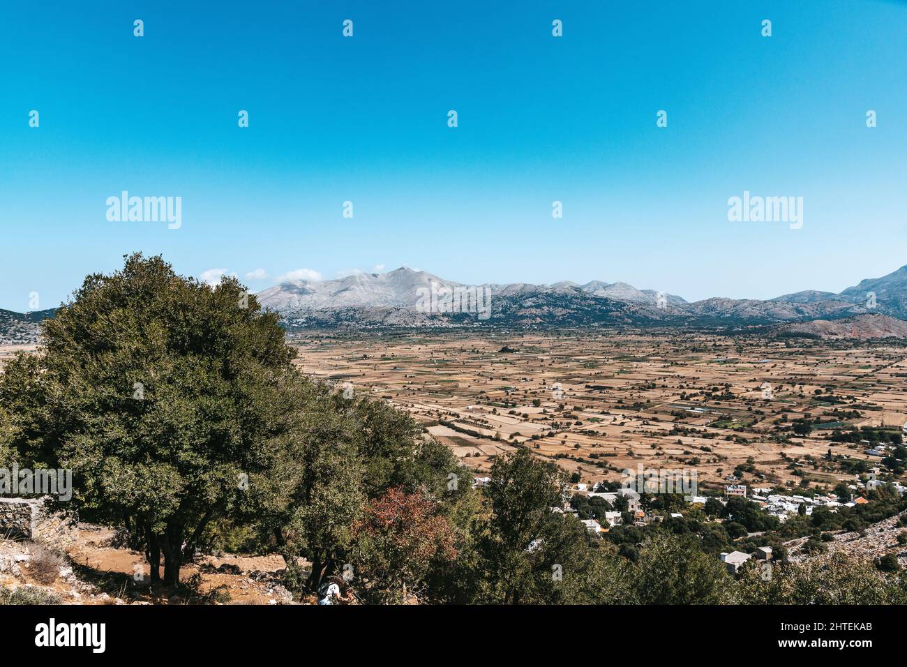 Vista sull'altopiano di Lassithi a Creta, Grecia Foto Stock