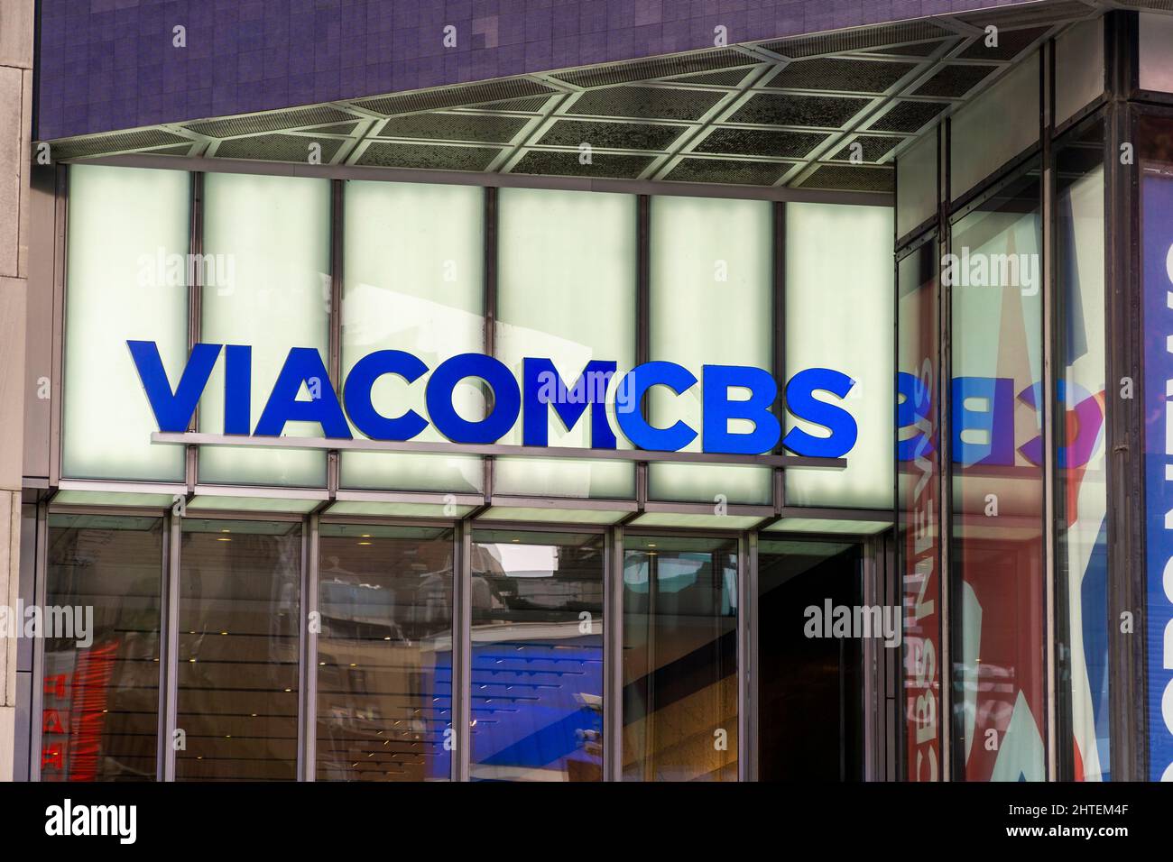 La sede centrale di ViacomCBS a Times Square a New York mercoledì 16 febbraio 2022. ViacomCBS ha cambiato nome in Paramount Global. (© Richard B. Levine) Foto Stock