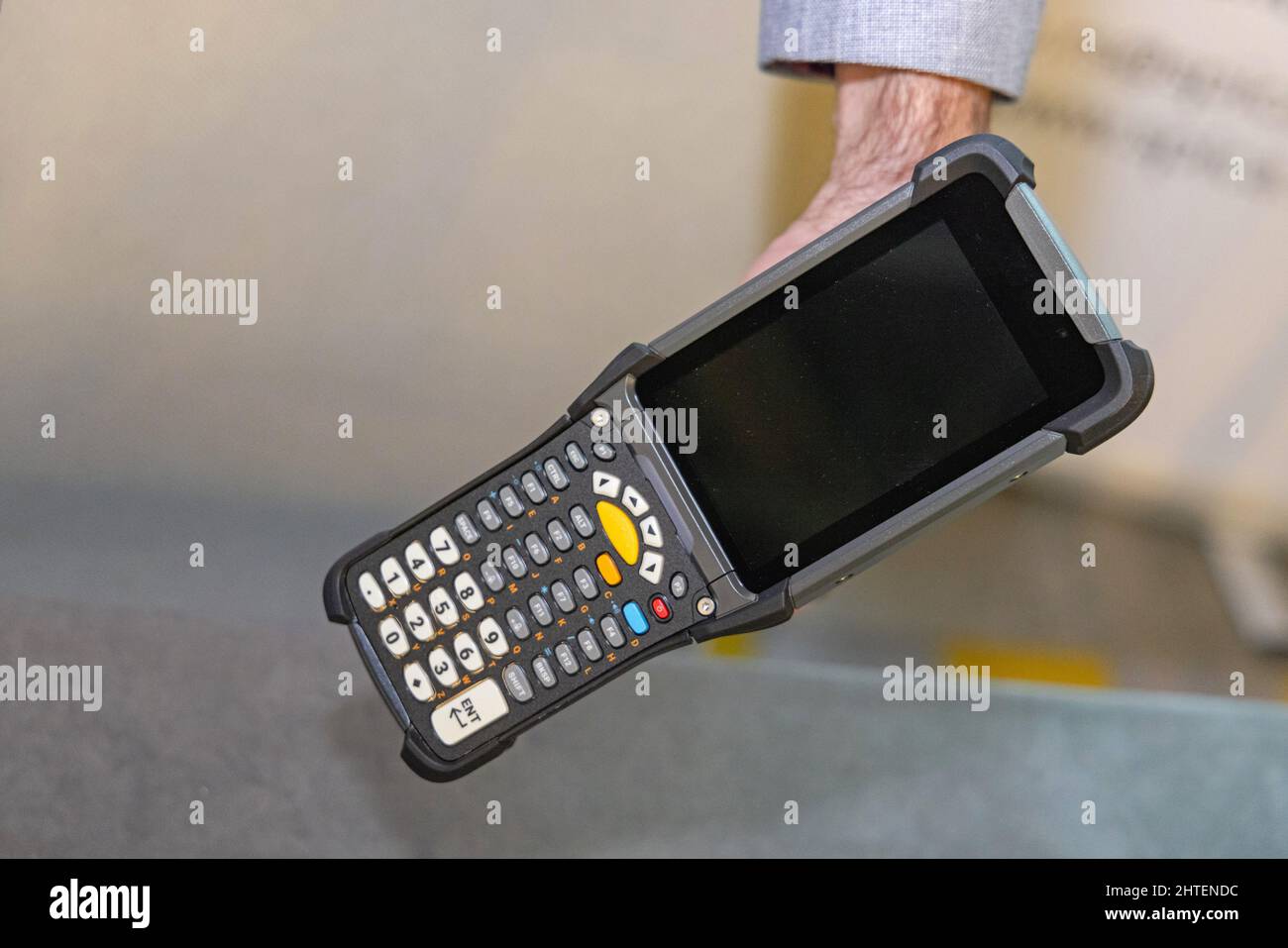 Apparecchiature tecnologiche per scanner portatili portatili palmari per magazzino Foto Stock