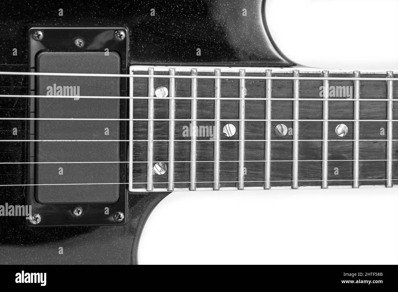 Dettaglio di una chitarra Heavy Metal Rock Foto Stock