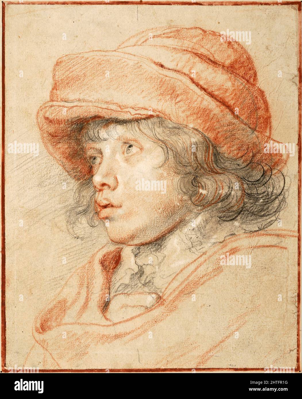 Peter Paul Rubens - Rubenss Son Nicolaas con cappuccio in feltro rosso Foto Stock