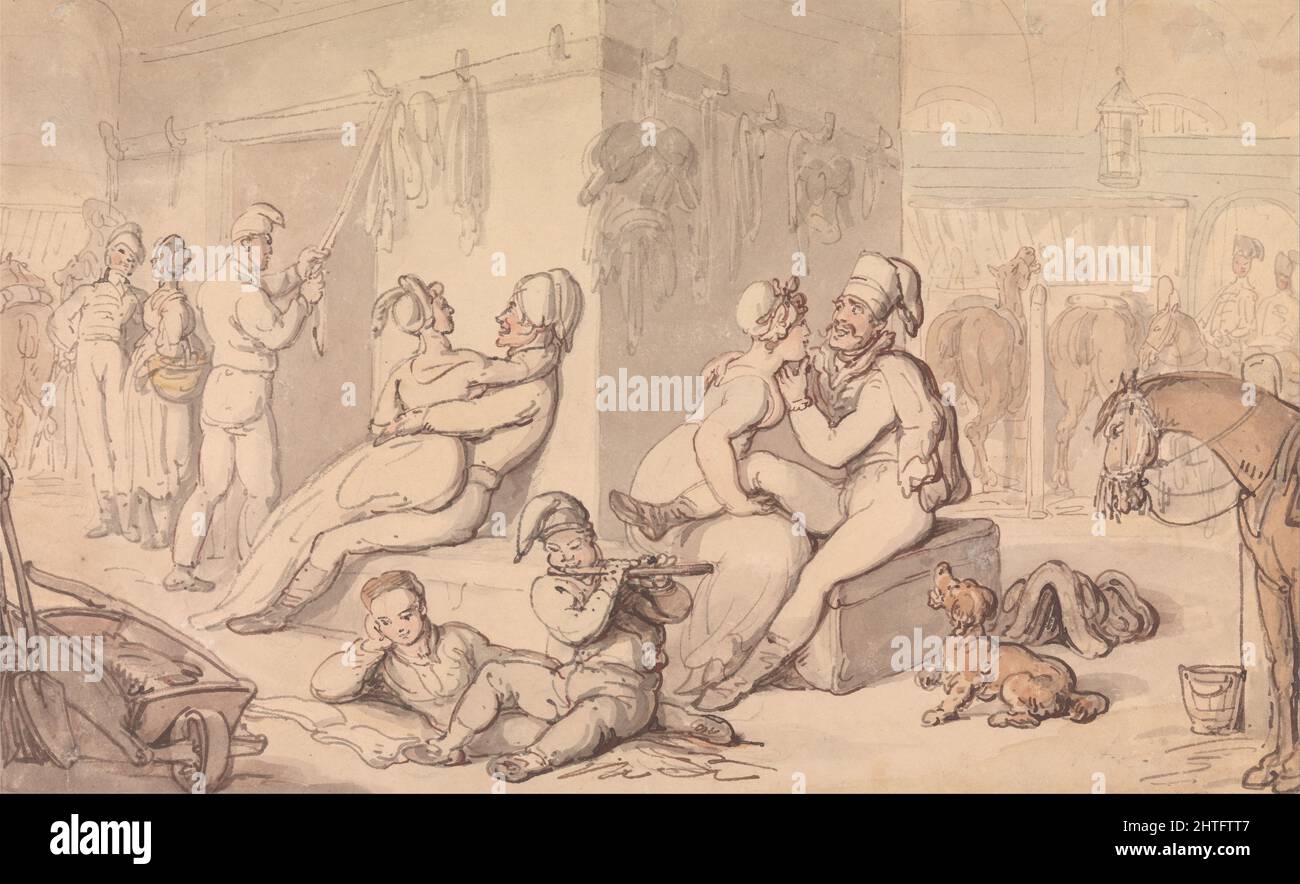 Thomas Rowlandson - una caserma di Cavalleria Foto Stock